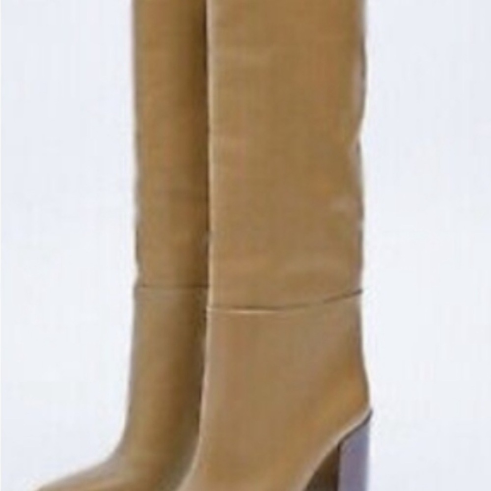 Zara Tan Heeled Boots - Picture 3 of 7